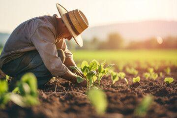 a farmer farming in his field